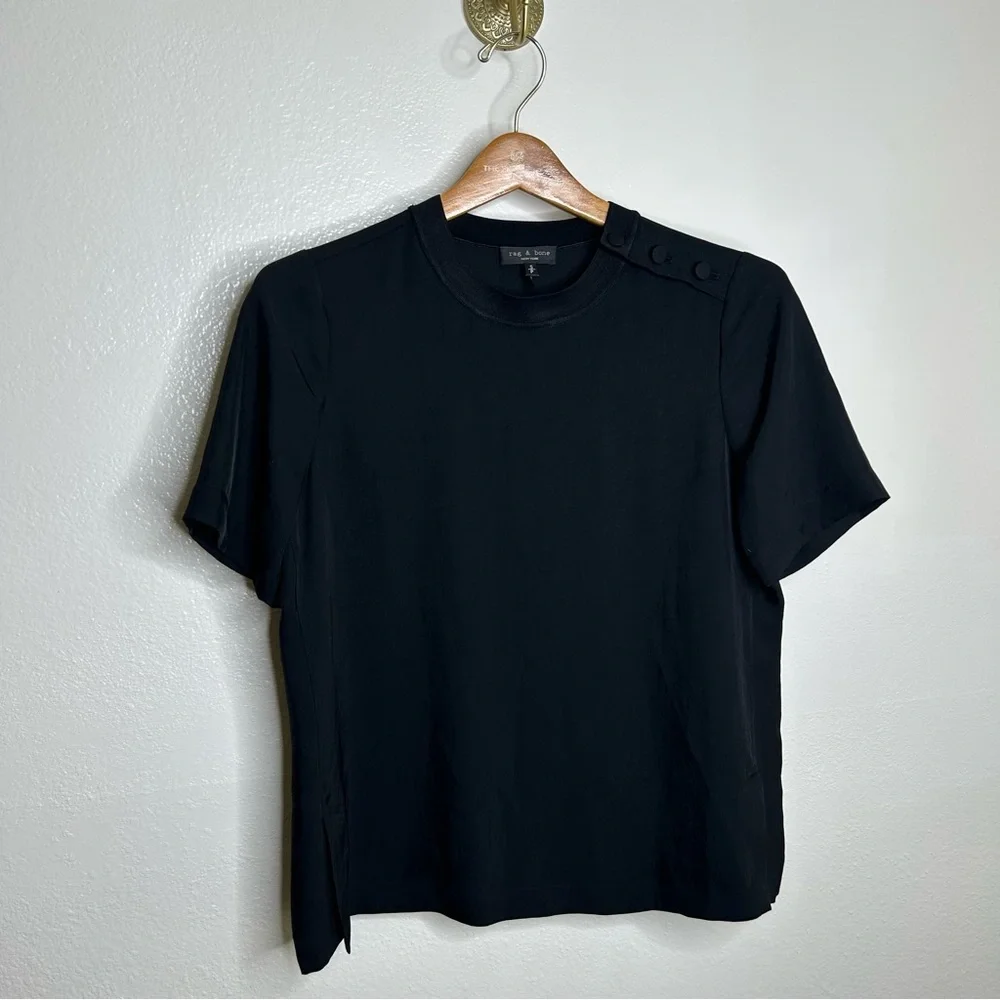 rag & bone Black Short Sleeve Crew Tee - Picture 4 of 10